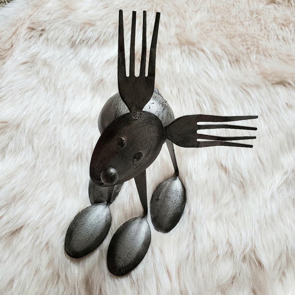 Handmade Silver Metal Farmhouse Figurine